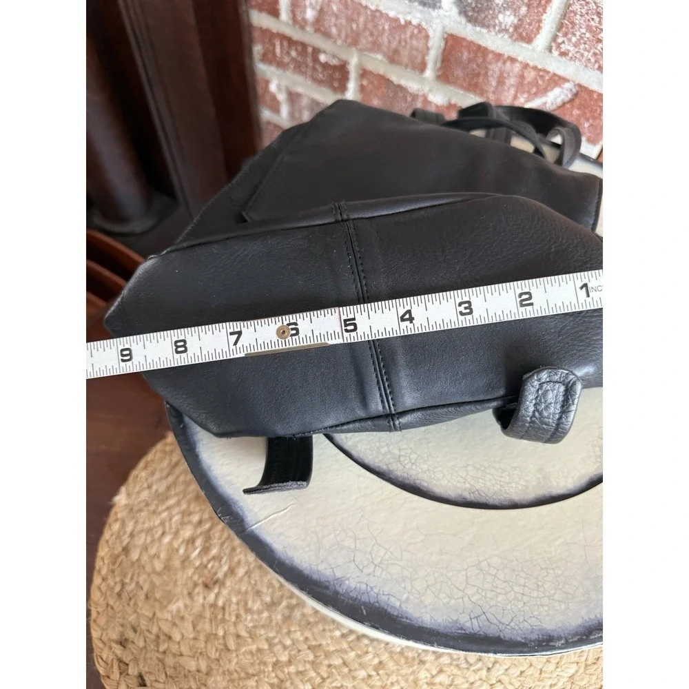 Tignanello Black Leather Sling Backpack‎ Day Pack Handbag Purse Adj Strap